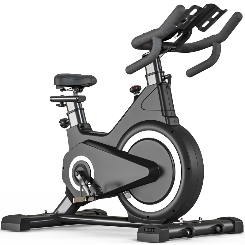 Konais Spinning Bike Sweat Magnetic Controlled Home Silent Exercise Bike for Fat Loss and Weight Loss Black Full Package Gym Magnetic Version + Heart Rate Monitoring + Anti-Slip Mat + Bluetooth APP