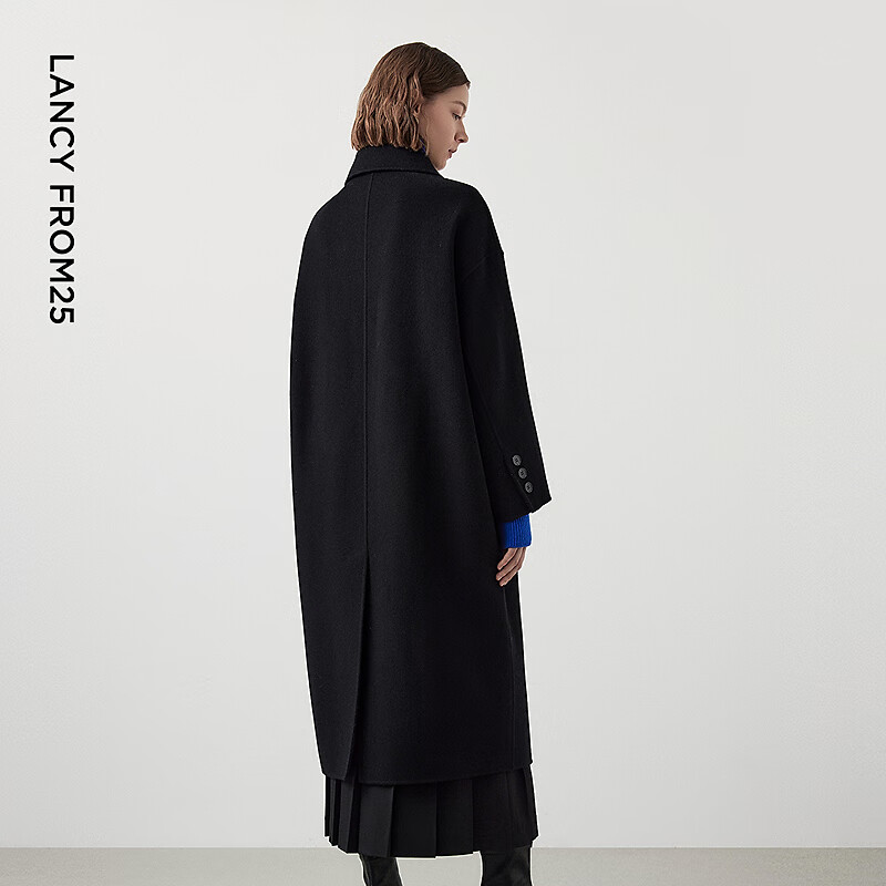 Langzi wool lapel double-sided woolen coat mid-length woolen coat