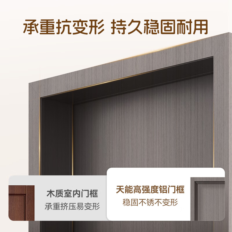 Asia Pacific Tianneng Bedroom Door Smart Wooden Door Room Door Household Aluminum Wood Door Minimalist Interior Door Soundproofing Durable Door Smart Door S1 S1 Straight Grain Oak + Mechanical Lock (Installation Included + Hardware Included)