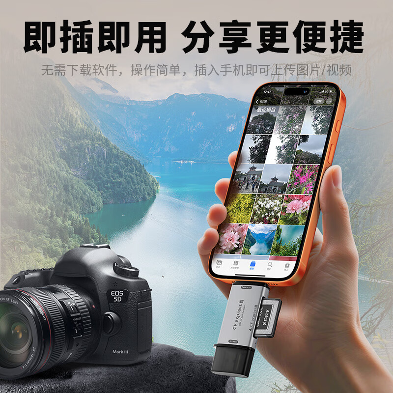 OLYSON mobile phone computer universal CFexpresssB card high-speed card reader Type-c dual interface USB3.2 suitable for iPhone Fuji Panasonic camera whale CFB memory card CFB card USB+Type-c high-speed card reader