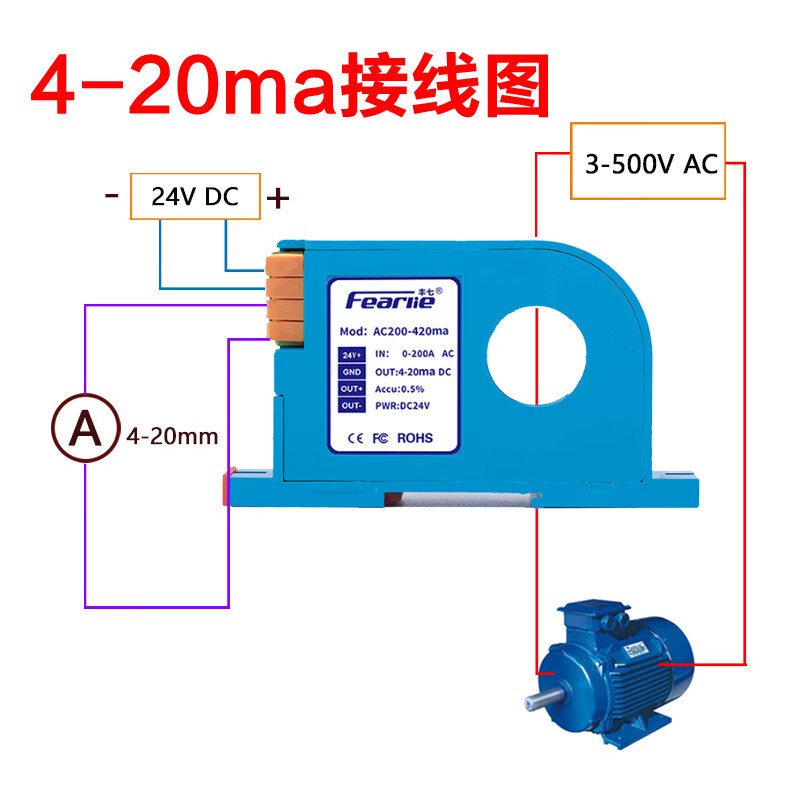 High-precision AC current transmitter 420mA DC signal output perforated induction transformer AC 150-420ma