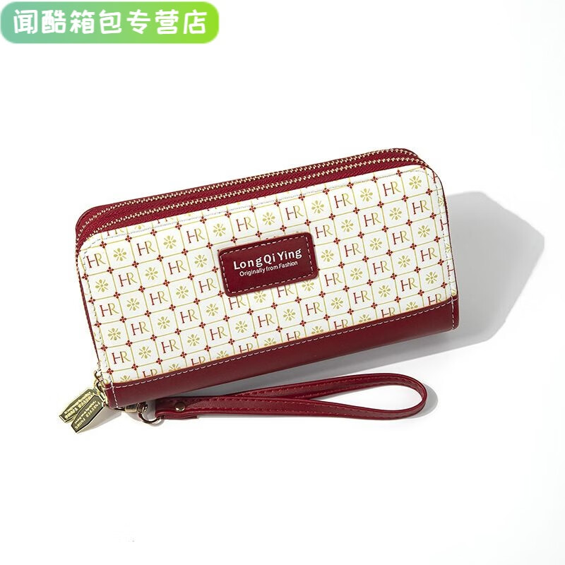 Ms. Ye Yu's long versatile double zipper Korean style student letter large capacity mobile phone bag clutch bag soft coin purse blue