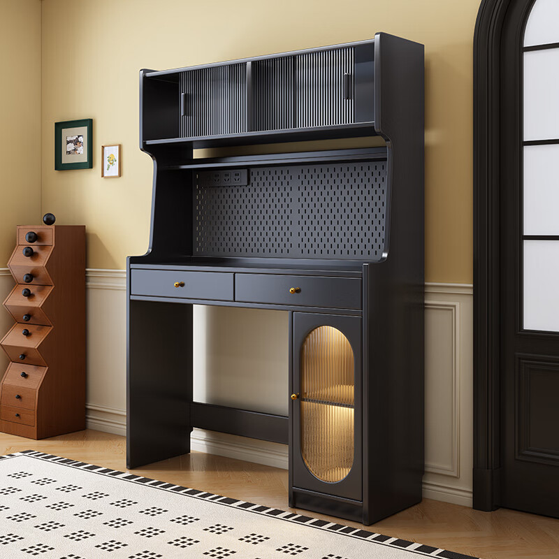 Senneng antique-style solid wood sideboard and dining table integrated for small apartments, foldable telescopic storage cabinet, wine cabinet, wall-mounted sideboard, 1.2m sideboard + 1.4m dining table + dining chairs*4