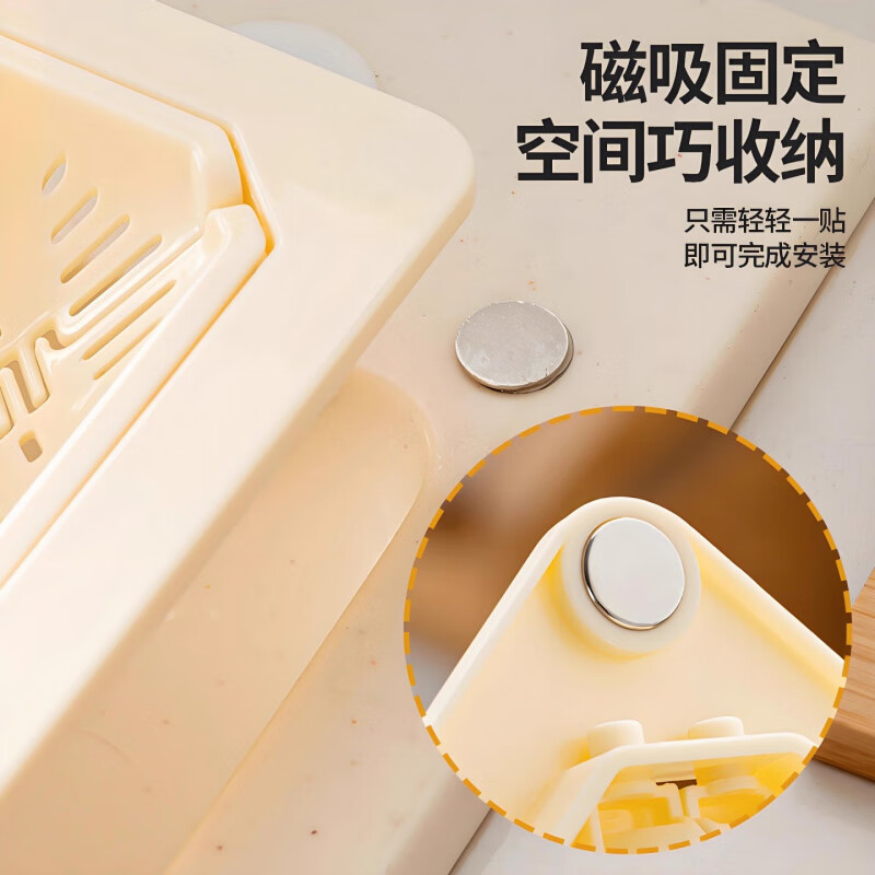 Shoumi's new magnetic hanging drain basket kitchen cleaning food residue leftover storage rack sink filter basket green 1 piece magnetic adsorption/knob dumping residue