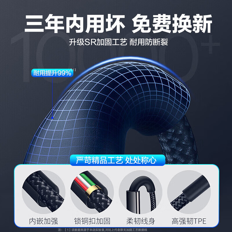 Zhixingsheng two-in-one data cable 100W super fast charging USB one-to-two charging cable suitable for Apple 17/16 Huawei Android mobile phone set car typec one-point two-head USB two-in-one Apple + TypeC 100W 1.2 meters one piece