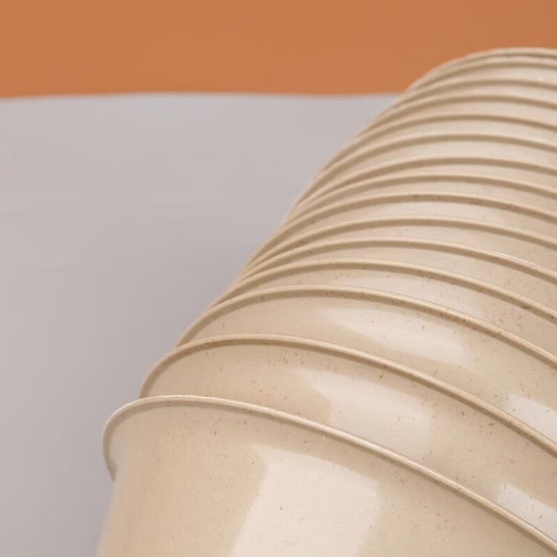 Yuling rice husk disposable tableware set of three or four pieces, bowls, cups, dishes, chopsticks and spoons, environmentally friendly and biodegradable bowls for home camping and barbecue, 20 350ml bowls