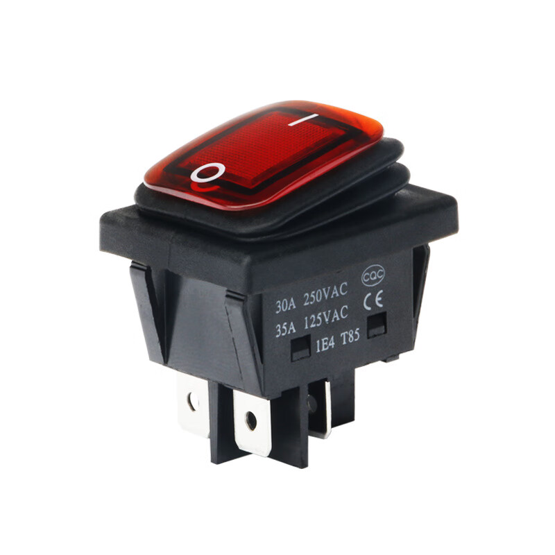 KCD4 waterproof boat-shaped switch 30A high current 4-pin 2-speed rocker power switch red with light boat-shaped switch 16A four-pin 2-speed red with light AC220V