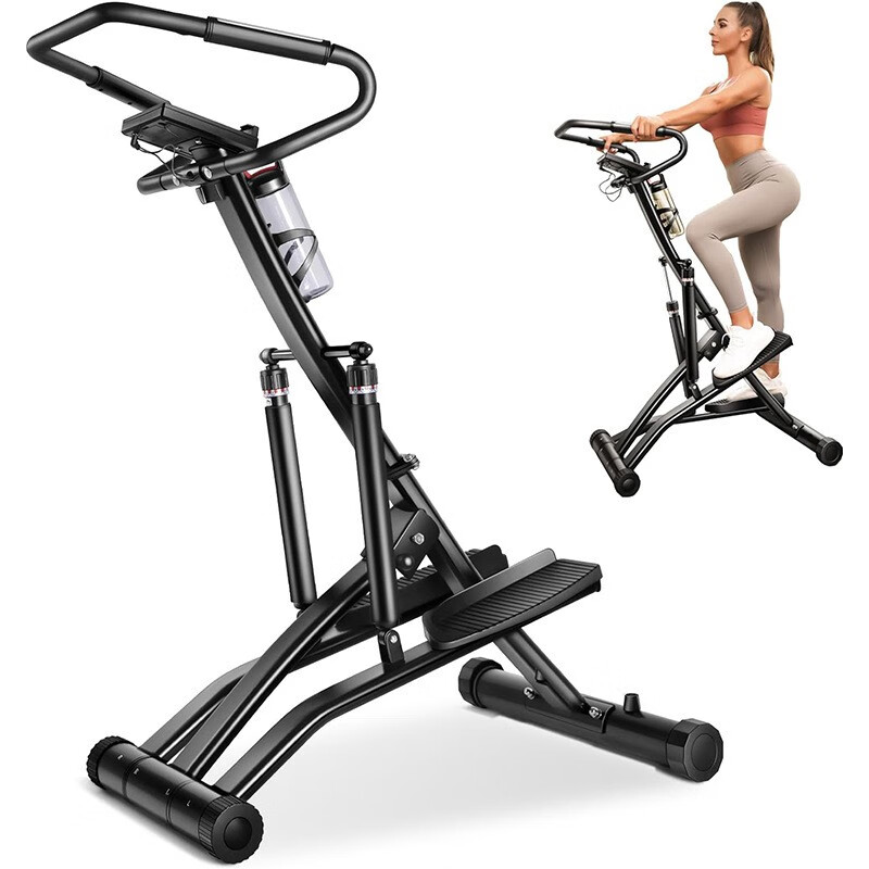 He Jiagong adjustable resistance stair climbing machine indoor home mountain climbing sports fitness equipment silent climbing weight loss in-situ running step black foldable + height adjustable + step length adjustable with electronic watch mobile phone holder