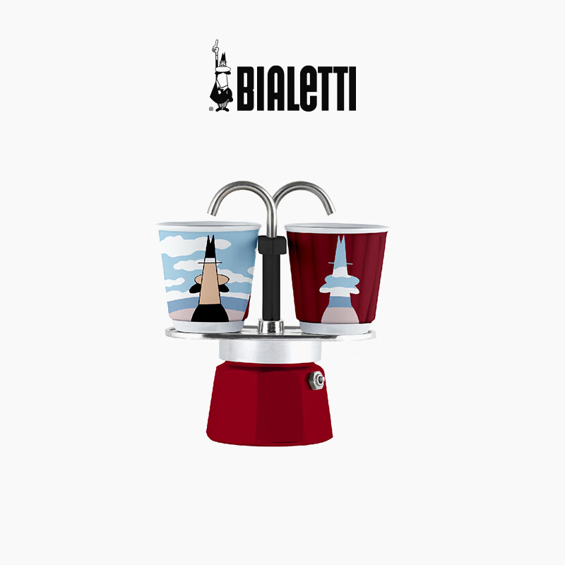Bileti Double Enjoy Art Moka Pot Italian American Coffee Machine Home Hand-brewed Coffee Pot New Year Gift Artistic Style Red