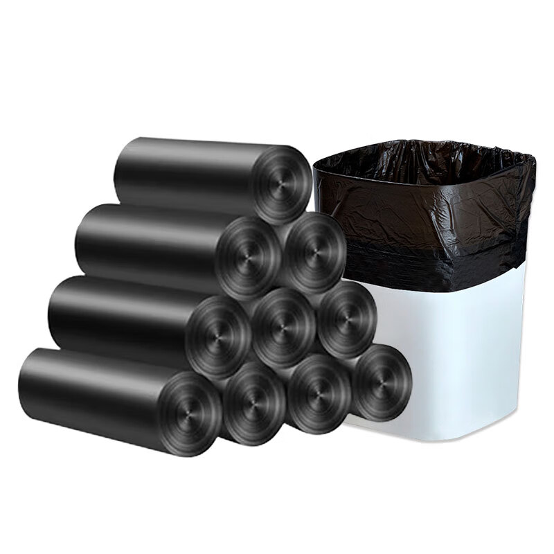 Jiang Tingke garbage bag thickened flat mouth black large garbage bag hotel catering sanitation property plastic garbage bag 45*50cm2.5 silk flat mouth type 100 pieces suitable for 10L trash can
