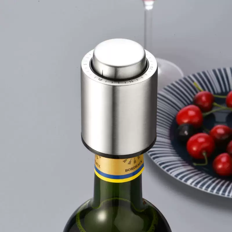 Yusenyi stainless steel red wine stopper, wine vacuum stopper, vacuum preservation stopper, wine cap stopper, bottle stopper, wine stopper, cork seal, stainless steel vacuum wine stopper (with time scale), one pack