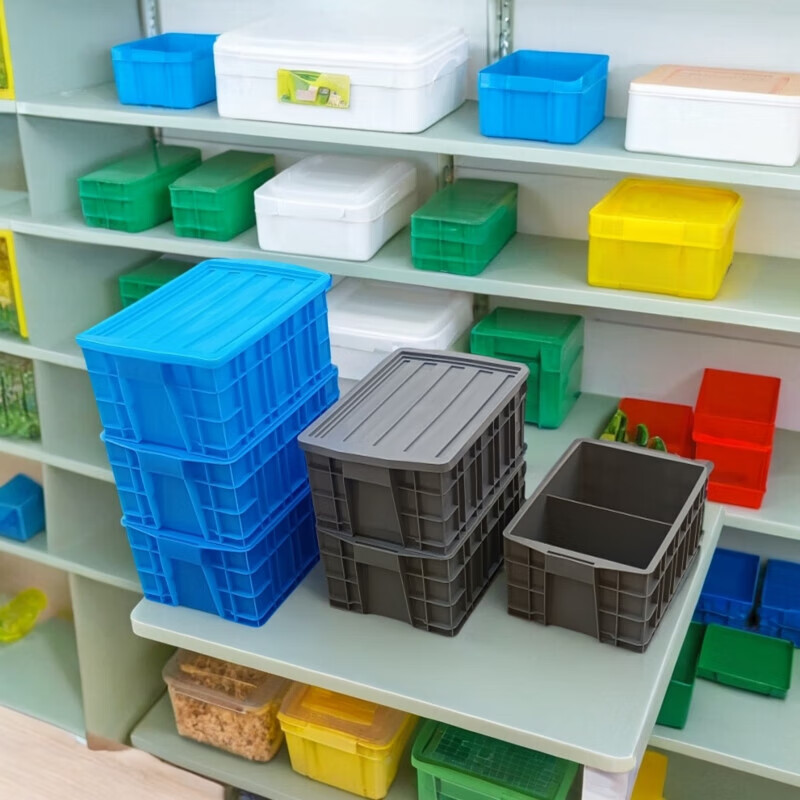 Customized turnover box with lid, compartment parts box, small rectangular partition, car desktop storage box tool, six-compartment box with height 415x280x190MM + gray