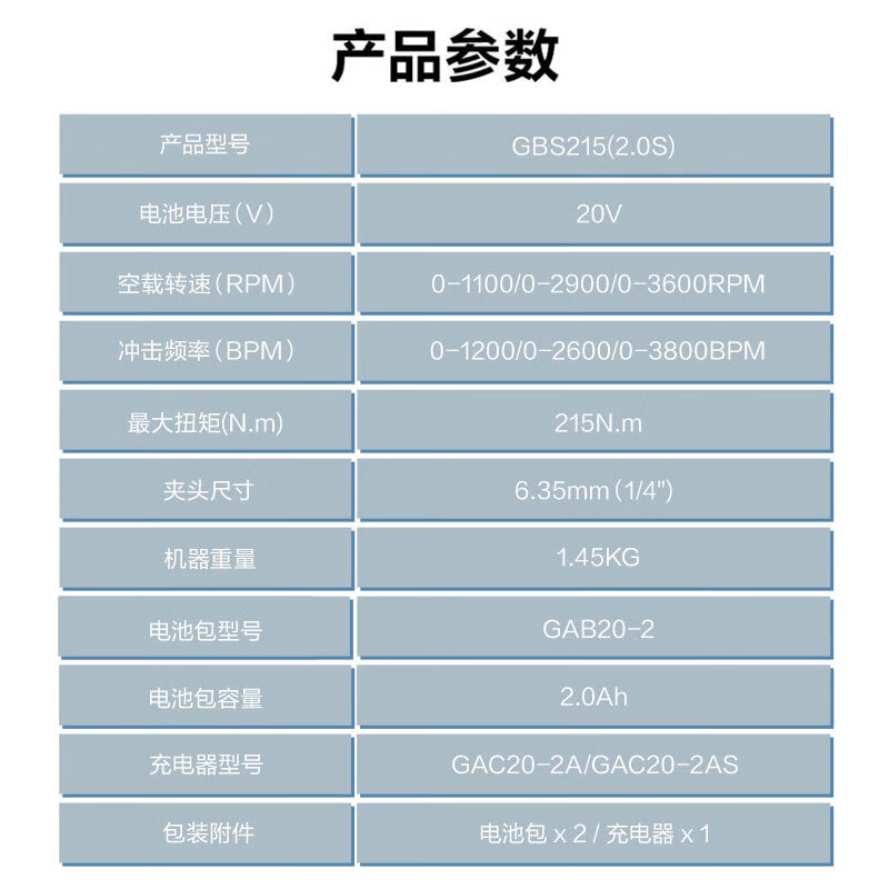BULL Lithium Brushless Electric Impact Driver Cordless Multifunctional Screwdriver GBS215 (2.0S)
