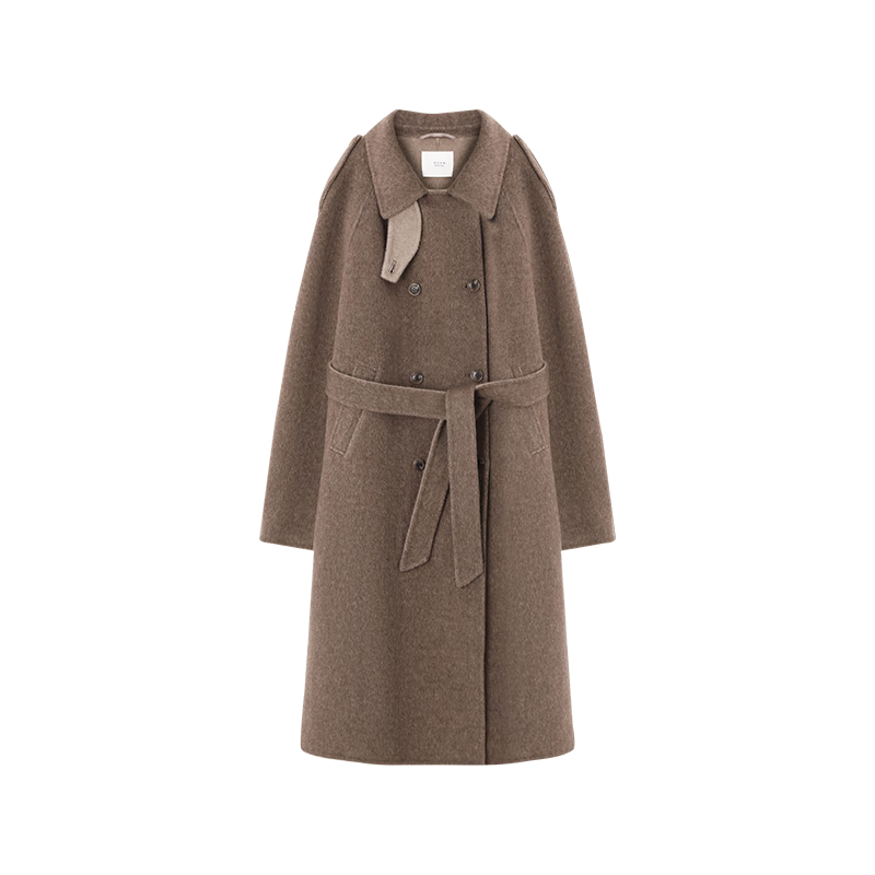 Mohan Yimei sheep wool two-color temperament lapel windbreaker style long coat 2025 winter new warm coat