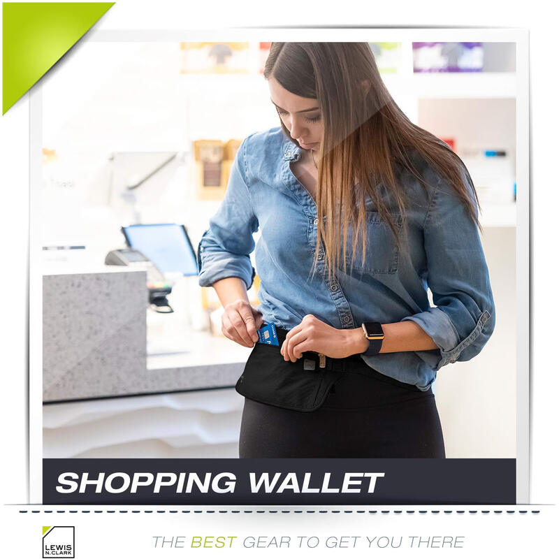 Lewis N. Clark RFID Blocking Money Belt Men's and Women's Travel Waist Bag Black One Size