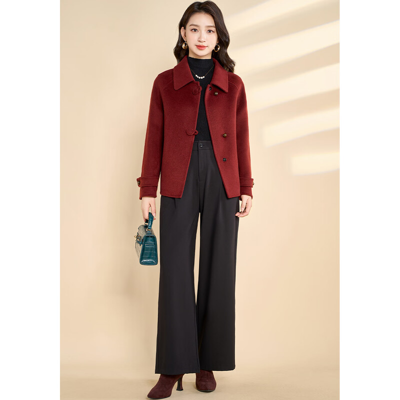 Kebel high-end national style wool coat for women 2025 new autumn and winter double-sided woolen temperament slim and small coat M