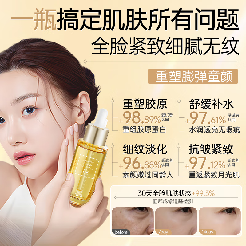 Translucent Six-Peptide Essence, Anti-Wrinkle Firming Essence, Lifting, Firming, Anti-aging, Diminishing Fine Lines and Nasolabial Folds Facial Essence
