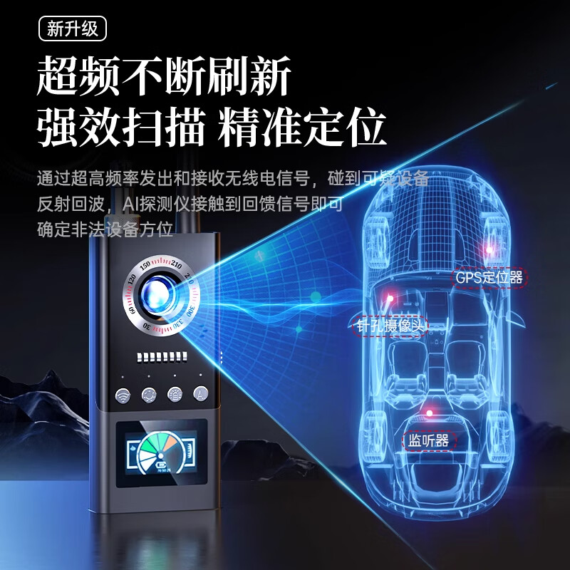 JCZS German GPS Detector Hotel Anti-Photography Detector Signal Detector Camera Anti-Eavesdropping Monitoring Detector Basic Model High-Precision and High-Sensitivity丨Anti-Positioning Monitoring丨All-round Protection CNware Overclocking Chip丨Anti-Positioning Candid Photography and Monitoring