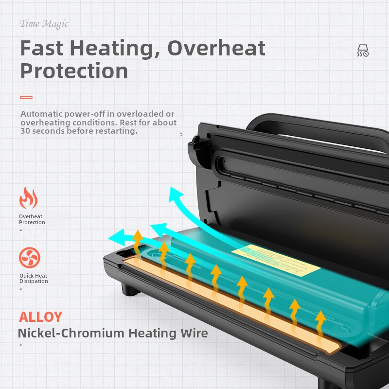 14892 Fully automatic vacuum machine, commercial household food packaging machine, small plastic sealing machine, commercial large suction, labor-saving handle + large double pump + double 3mm sealing, free 10