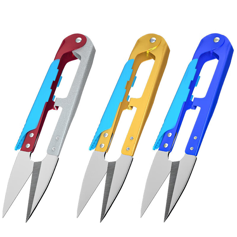 Small scissors, yarn scissors, U-shaped thread cutting and sewing, thread cutting and cross-stitch clothing spring scissors, small double color matching (random colors) 1 pair (without labor-saving cover)
