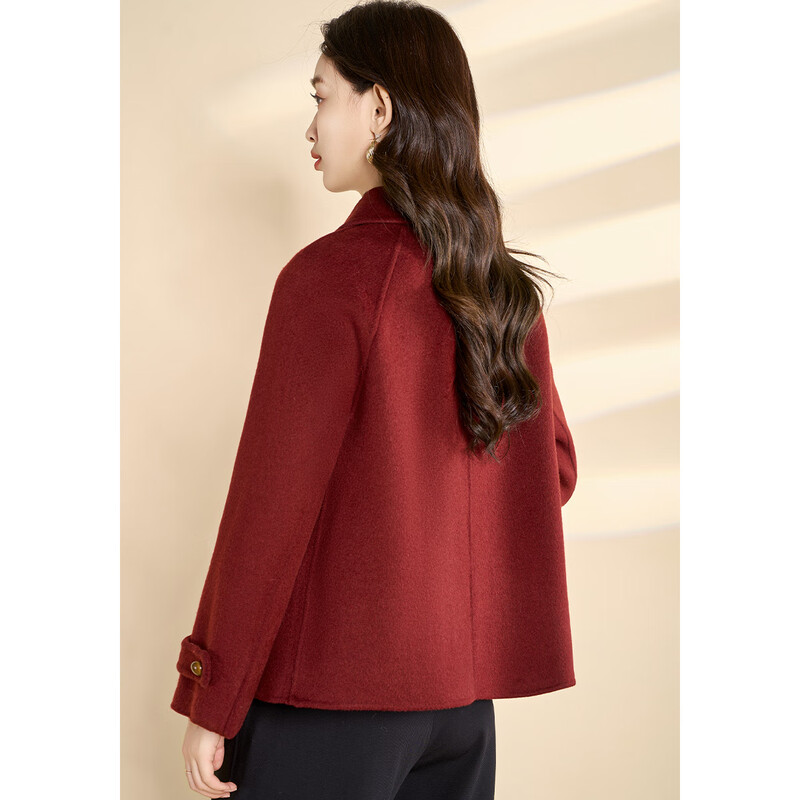 Kebel high-end national style wool coat for women 2025 new autumn and winter double-sided woolen temperament slim and small coat M