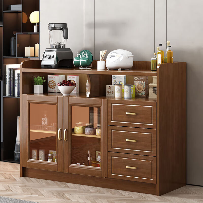 FANCYCHIC solid wood sideboard multi-function wall wine cabinet modern living room dining room office tea cabinet storage rack storage cabinet 8511.3 meters walnut color double door