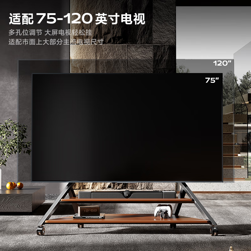 CABTE movable TV stand floor-standing wheeled cart conference all-in-one stand 75/85/90/100/120 inches Tower Yaoye Black Second Generation Mobile - Suitable for 75-120 inches