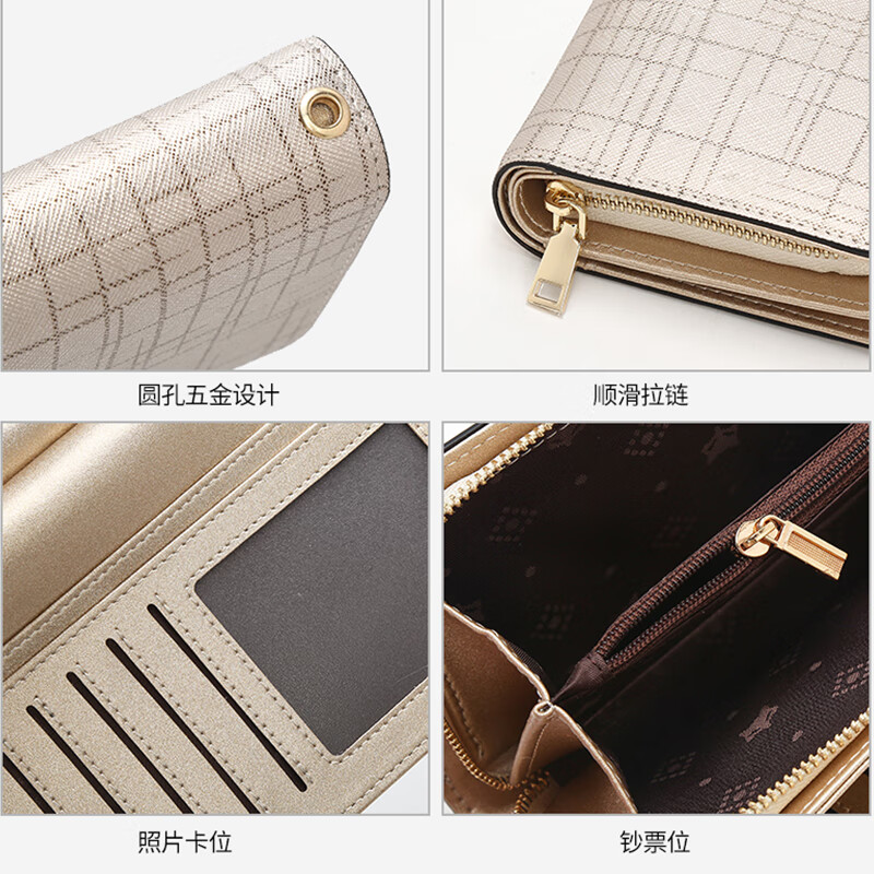 Gold fox leather women's wallet large capacity long card holder money wallet clutch bag coin purse birthday gift for girlfriend