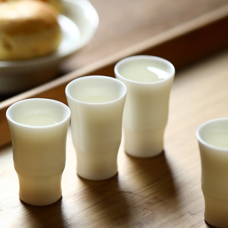 Su's Ceramics Mutton Fat Jade Porcelain Ceramic Wine Set Wine Divider White Wine Cup Huachu Jade Porcelain White Porcelain Style 2 Pots 6 Cups Holiday Gift