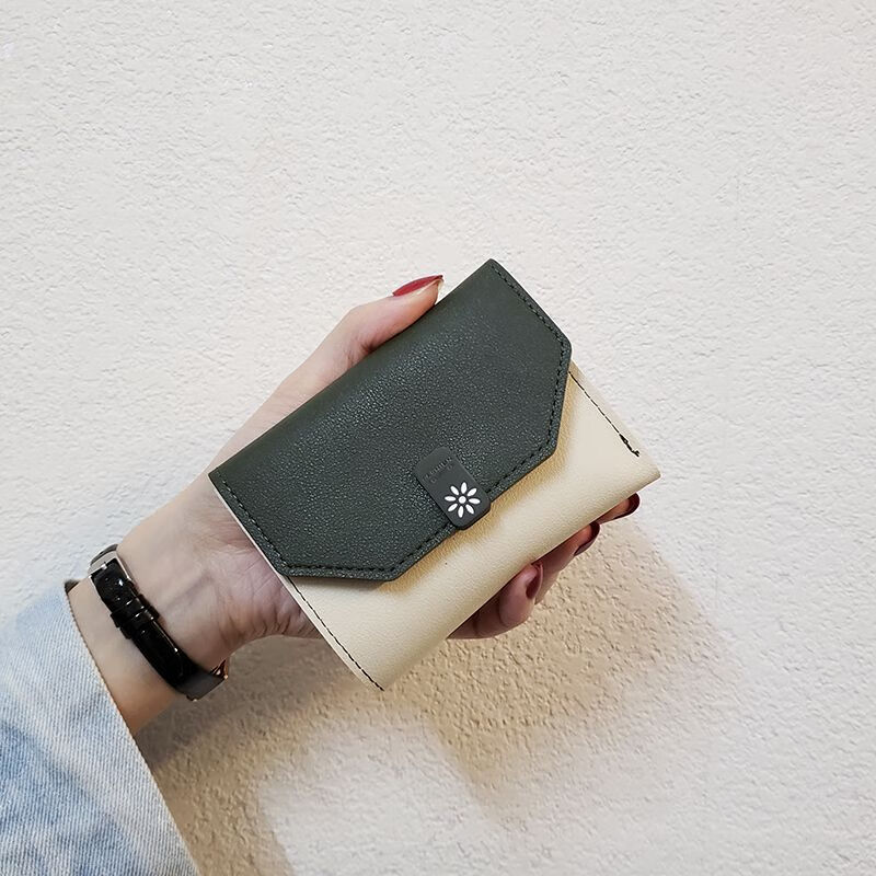 Ye Yu ins new Korean style square small wallet women's short folding simple fashion women's card holder mini coin purse 30% off - black (square buckle)