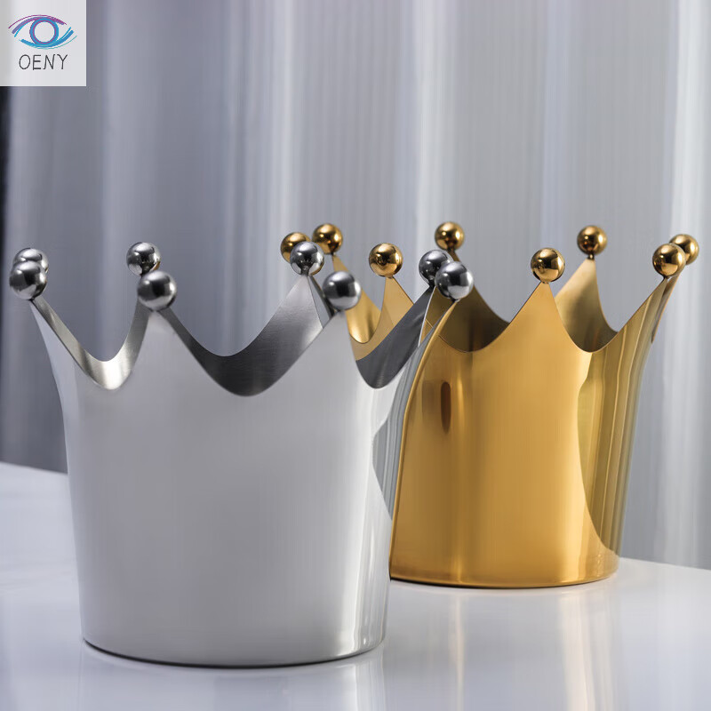 Oeny's new crown stainless steel ice bucket club champagne bucket red wine ice bucket bar KTV wine cooler silver crown ice bucket