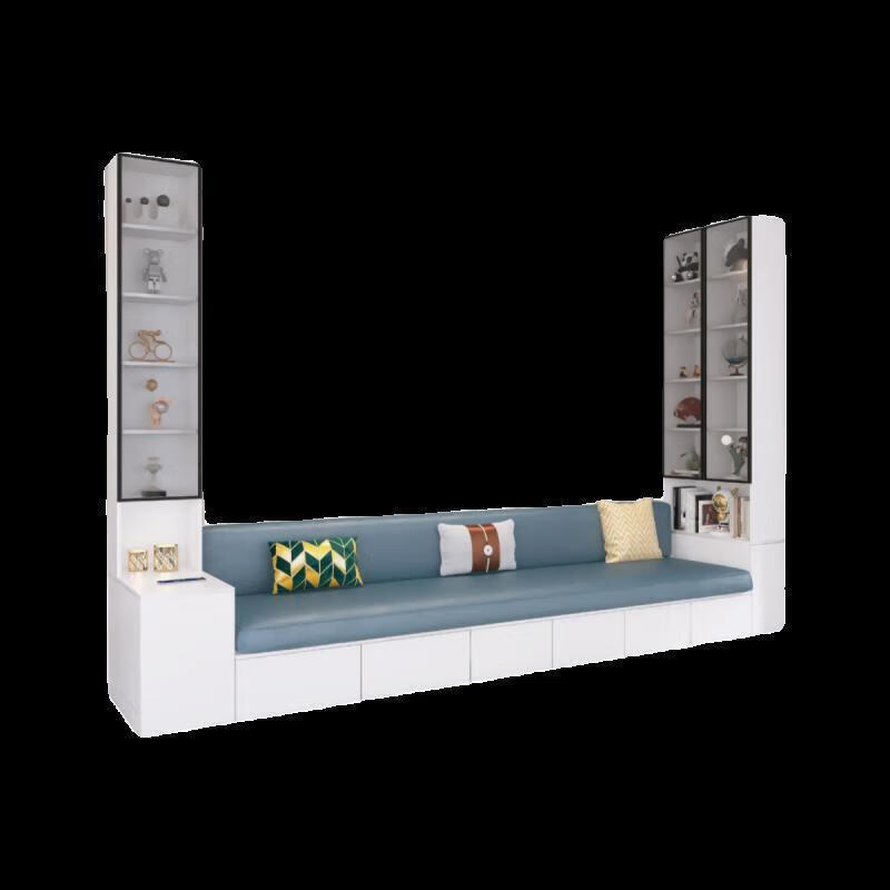 Ximofang living room sofa cabinet integrated storage card seat bookcase with cabinet door small apartment tatami sofa side cabinet combination style 1 230cm card seat bookcase