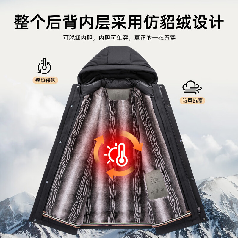 YAYA goose down jacket men's removable liner hooded thick warm winter new middle-aged and elderly dad jacket Y16B