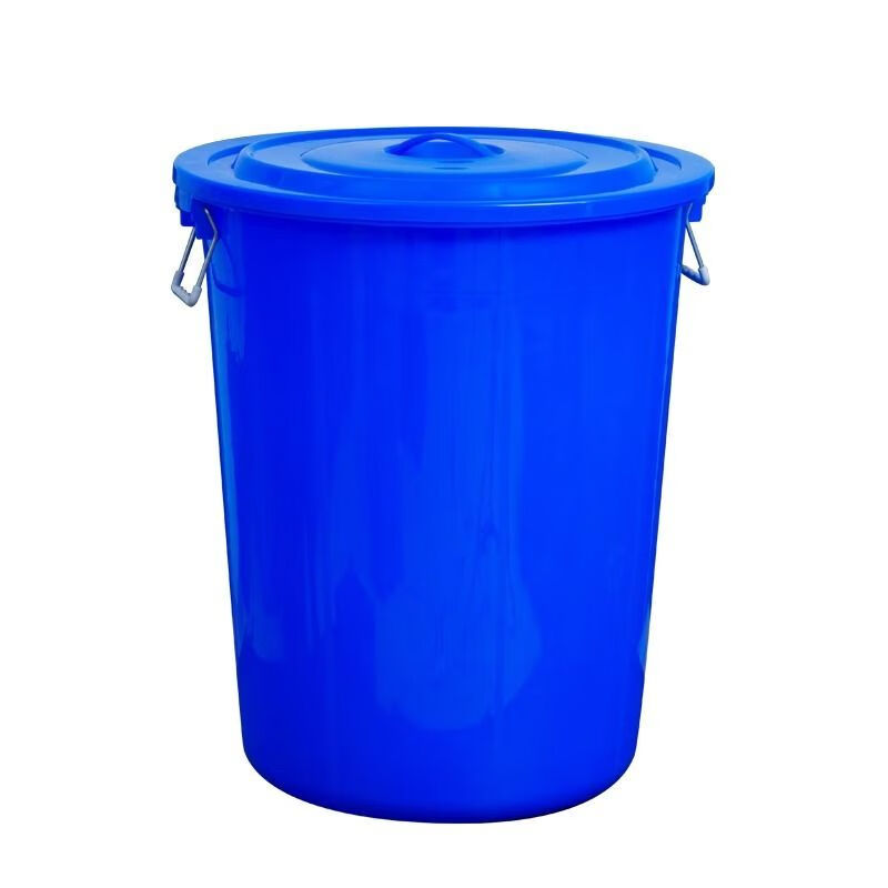 Diaohuang trash can thickened, strong, extra thick, large thickened round barrel, food grade water storage barrel, household plastic outdoor round commercial large capacity barrel, white lidless 60L thickened barrel