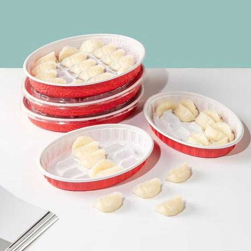 Sailoto dumpling box with lid, oval dumpling box for packaging, Xijiade thickened take-out, customizable logo 157-Oval Red, 300 sets 157-Oval Red, 300 sets