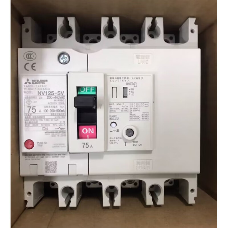 Mitsubishi three-phase four-wire leakage HV 4P 3P100.200.500mA30mA 60A 4p