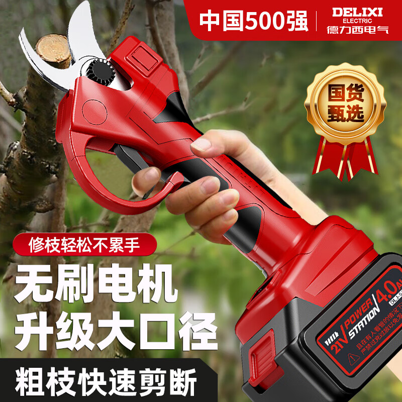 Delixi Electric Electric Scissors Rechargeable Branch Fruit Tree Garden Pruning Scissors Lithium-ion Special Pruning Artifact with 170cm Extension Rod Brushless Speed Cut Model 4.0 One Charge One Charge