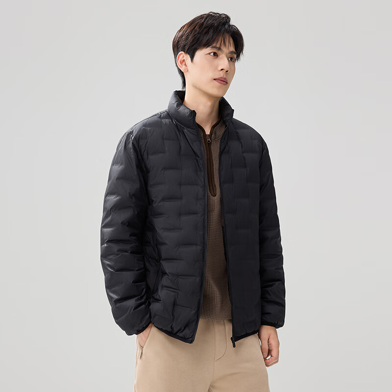 Snow Flying (SNOWFLYING) Lightweight Down Jacket Short 25 Autumn and Winter Stand Collar Casual Versatile Warm 90 Duck Down Jacket Men's Black XL