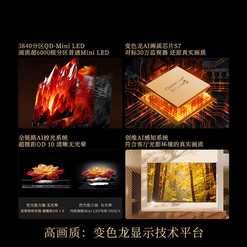 Skyworth TV A7F Pro 85-inch wallpaper TV Mini LED matte screen display ultra-thin seamless wall-mounted flicker-free screen eye protection certification national subsidies for home appliances