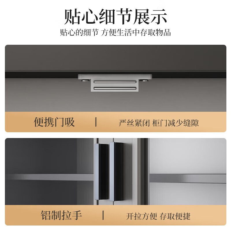 Home wine cabinet sideboard living room against the wall modern simple high cabinet storage tea storage multi-functional cabinet hot sale in store 3 doors * oak color 100CM assembly - self-installation - with installation tools