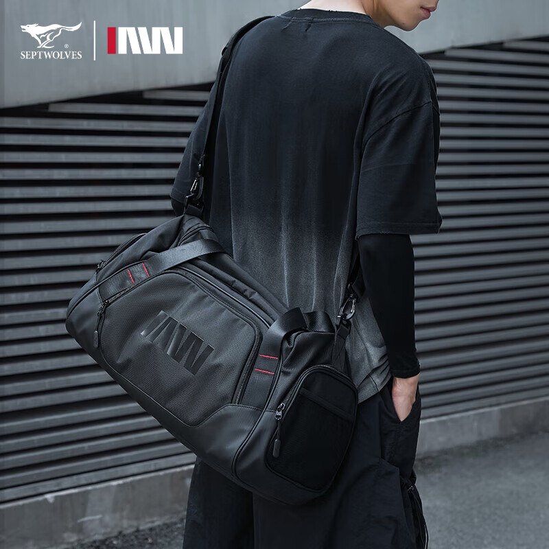Septwolves dry and wet separate luggage bag for men, short-distance travel, lightweight fitness bag, large-capacity business trip portable shoulder crossbody bag