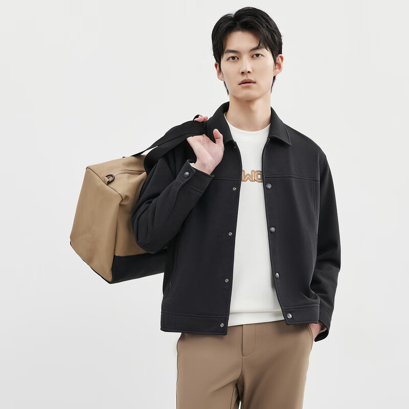 Septwolves anti-static jacket men's autumn and winter commuting all-match lapel waffle men's jacket black L