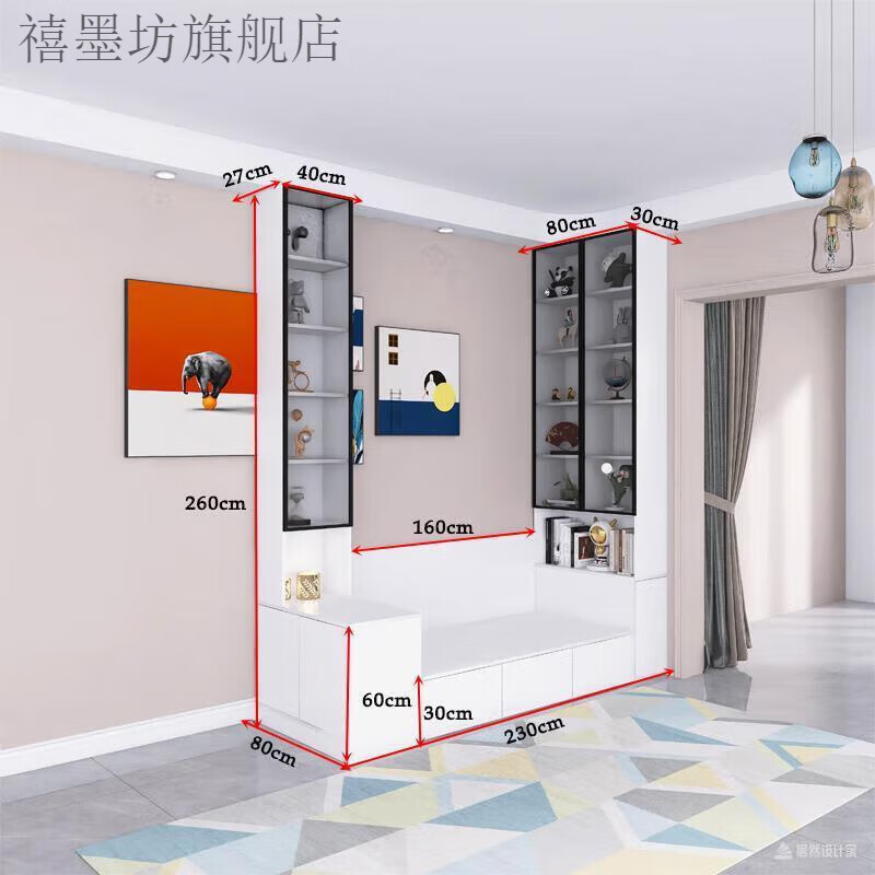 Ximofang living room sofa cabinet integrated storage card seat bookcase with cabinet door small apartment tatami sofa side cabinet combination style 1 230cm card seat bookcase