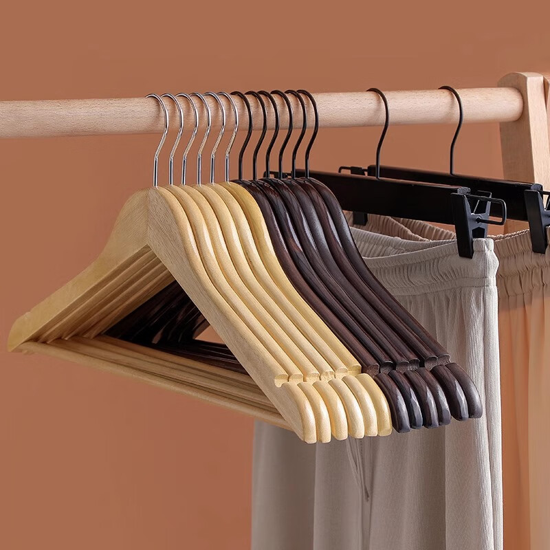 Xincong clothes hanger solid wood clothes rack wooden clothes hanger to hang clothes wooden large clothes hanger seamless clothes hanging suit clothes support 5 pieces retro color event exclusive