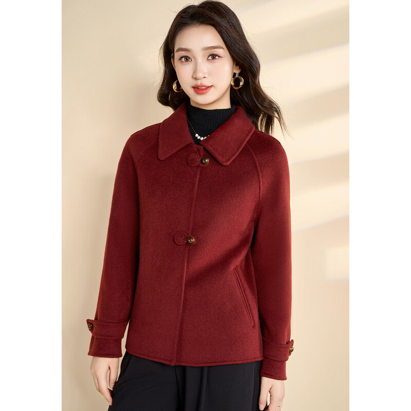 Kebel high-end national style wool coat for women 2025 new autumn and winter double-sided woolen temperament slim and small coat M