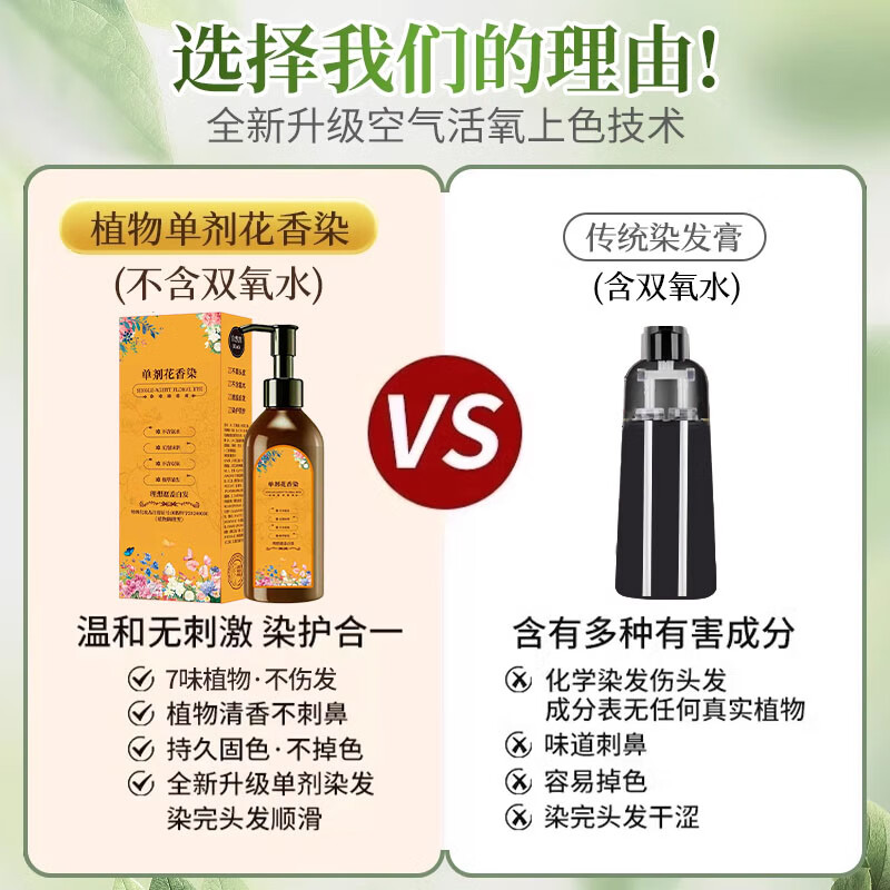 Mingzitang single-dose floral hair dye plant-based white hair genuine hair dye natural non-irritating non-stick scalp pure natural black