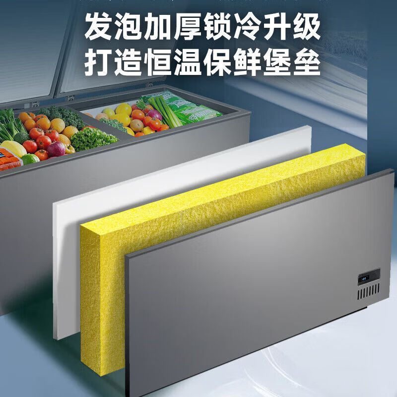 Meilingmei -35 Xingyao Gray Series Freezer Commercial Large Capacity Fully Frozen Household Dual Temperature Horizontal Freezer Display Cabinet 1.2 Meter Cryogenic Quick Freezing Copper Pipe Model -35 Can Freeze Ice