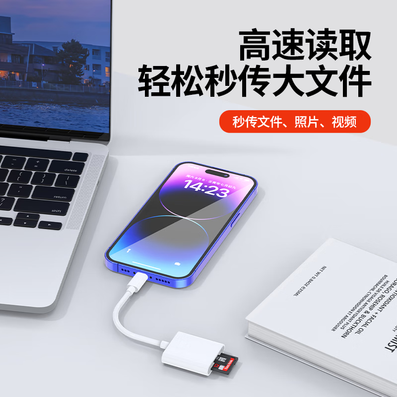 Camera card reader sd card suitable for Apple Sony Canon Nikon iPhone port transmission line mobile phone tf memory OTG converter typec adapter ccd connection direct transmission Type-C interface two-in-one supports SD/TF card