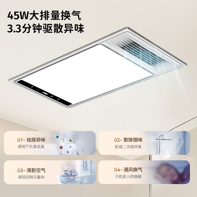 NVC air heating and bath heater dual-core mechanical series five-in-one heating, lighting, exhaust and ventilation integrated bathroom toilet Y412