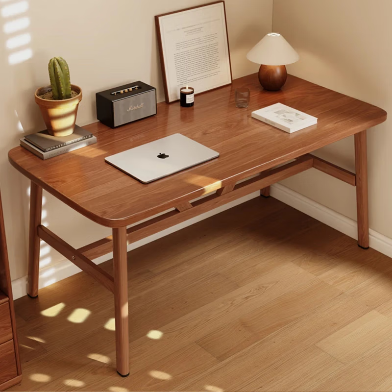 Zhuobo computer table desktop desk study table home dining table simple fast food table BZ21 walnut color 120*60cm
